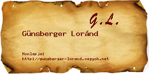 Günsberger Loránd névjegykártya